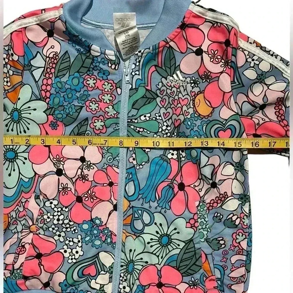 Girls size lg (14) adidas colorful jacket pre owned - Picture 10 of 11
